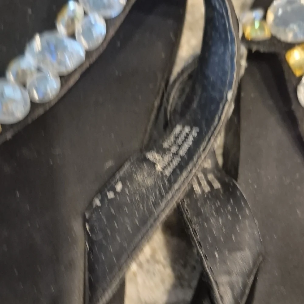Yellow Box Belicia Black Sandals with Rhinestone and Gold Accents - Picture 8 of 11